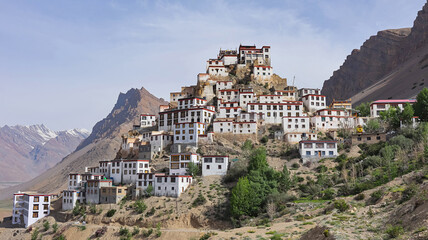 Panoramic View of Key Monastery, Lahaul Spiti, Himachal Pradesh, India.