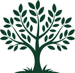 Obraz premium Elegant green tree silhouette symbolizing growth, nature, and life, perfect for branding and design