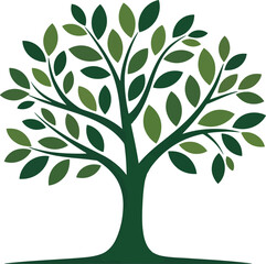 Obraz premium Stylized green tree with branching structure and leaves, symbolizing growth and nature