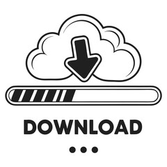 Download bar and cloud icon illustration
