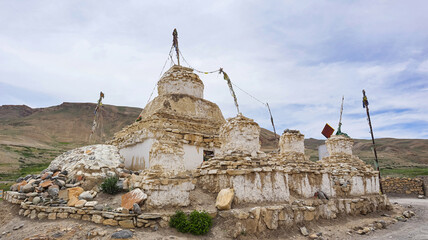 View of Ruin Ancient Gompa of Kibber Village, Town Known For its Traditional Houses, Lahaul Sipti, Himachal Pradesh, India.