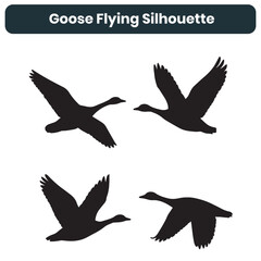 Goose Flying Silhouette Vector Bird Design Set