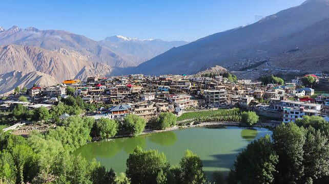 View of Nako Village and Lake, Lahaul Spiti, Himachal Pradesh, India.