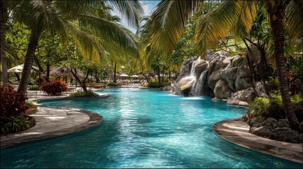 Fototapeta premium Costa Rica Resort: Tropical Swimming Pool Oasis for Your Beautiful Vacation