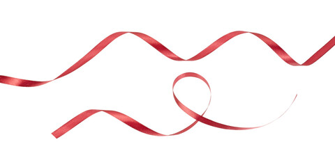 red curvy ribbon band isolated on white or transparent png