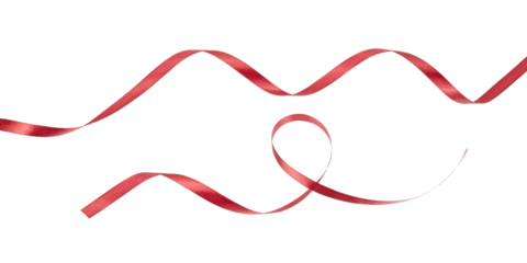 red curvy ribbon band isolated on white or transparent png