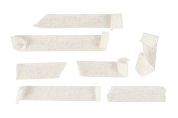 collection of adhesive tape banners isolated on white or transparent png