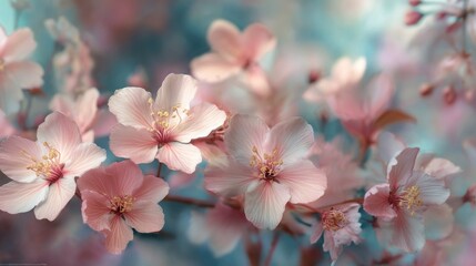 Obraz premium Delicate pink blossoms close up