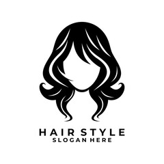 Women with beauty hair logo design vector. Hair style women logo design