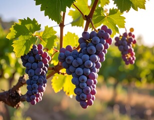 Fototapeta premium Grapes on vine in sunlight