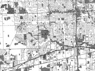Black and white city map of Canton, Michigan, illustrated with fine detail and sketch textures.