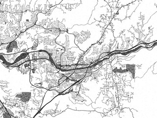 Naklejka premium Stylized illustration of Canyon Country, California, showing its roads and neighborhoods in sketch-like black and white.