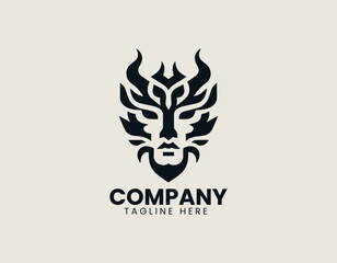 Fototapeta premium Goddess of festivals illustrated as elegant vector logo in decorative traditional artistic design style