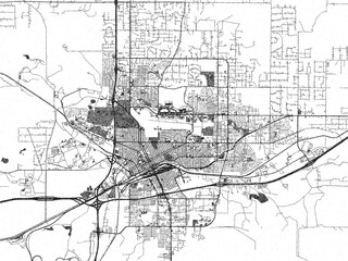 Poster-ready city map of Cheyenne, Wyoming, in black and white sketch-like style with detailed street layouts.