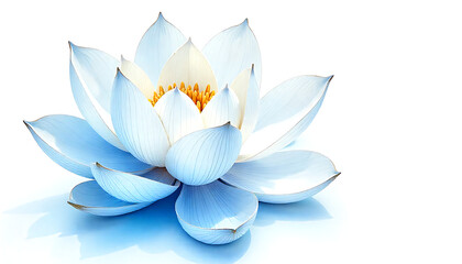 Elegant White Lotus Flower Floating on Water with Soft Shadows in Minimalist Style