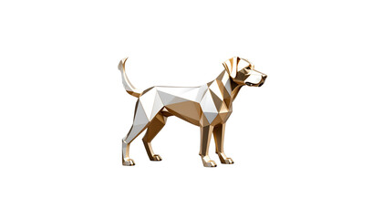 Obraz premium 3D illustration of a silver dog statue on a white background