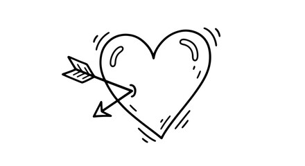 Heart Pierced by an Arrow Symbol Graphic Doodle Design