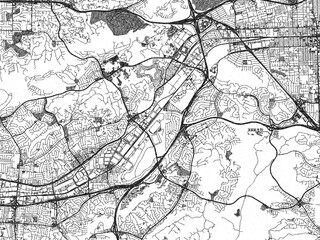 Obraz premium Artistic city map of Diamond Bar, California, drawn in a black and white sketch-like style, ideal for posters and wall art.