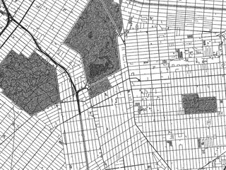 Black and white sketch-style map of Flatbush, New York, designed digitally with fine details and bold textures.