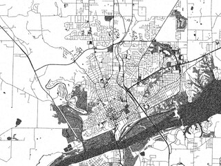 Naklejka premium Artistic city map of Florence, Alabama, drawn in a black and white sketch-like style, ideal for posters and wall art.