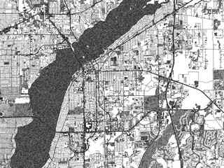 Fototapeta premium Poster-ready illustration map of Fort_Myers, Florida, in black and white hand-drawn style.