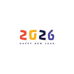 Minimalist 2026 Happy New Year Logo Concept. Happy new year 2026