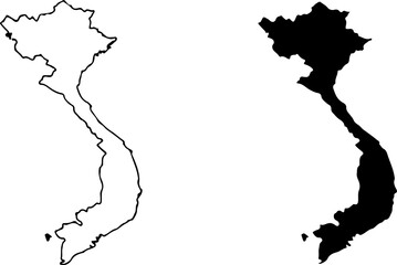 Vietnam Map Silhouette &ndash; Outline Vector Illustration