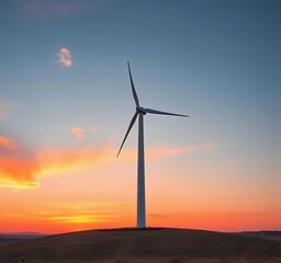 Fototapeta premium White Wind Turbine Standing in Blue Skies