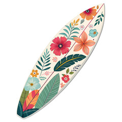 Surfboard with Floral Design, isolated on transparent background
