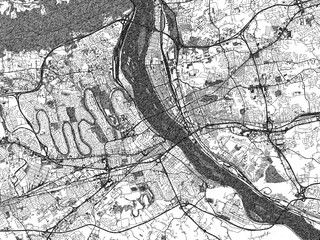 Obraz premium Black and white hand-drawn map of Harrisburgh, Pennsylvania, designed as a decorative illustration.