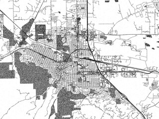 Obraz premium Hand-drawn style map illustration of Helena, Montana, in black and white with detailed streets and neighborhoods.