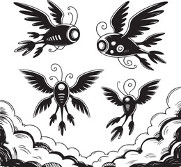 black and white birds