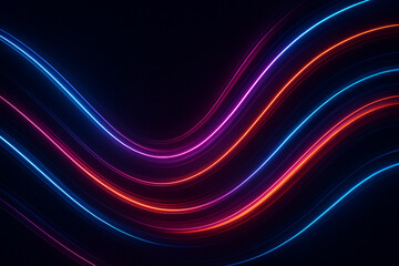 Neon Light Streaks on Deep Black Background