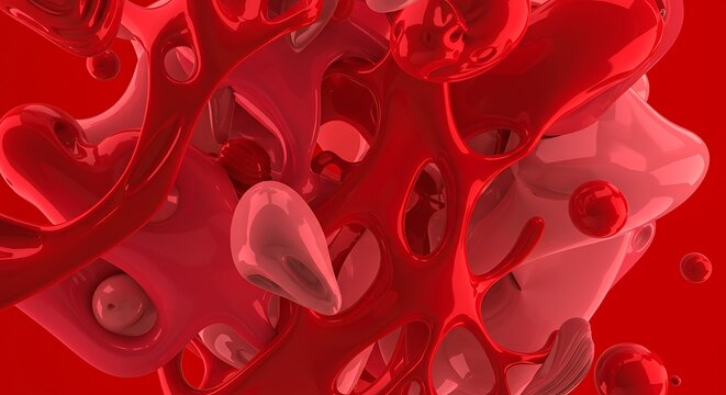 Abstract Red Blood Cells Flowing Medical Science.