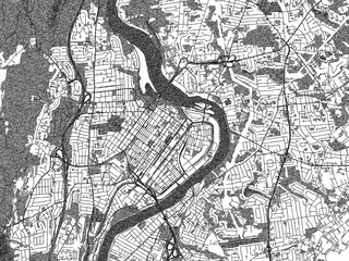 Obraz premium Black and white sketch-style map of Holyoke, Massachusetts, designed digitally with fine details and bold textures.
