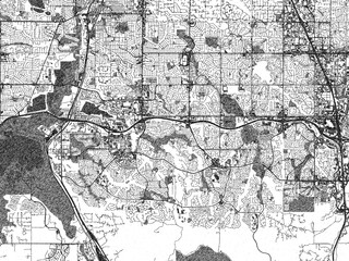 Obraz premium Black and white city map of Highlands Ranch, Colorado, illustrated with fine detail and sketch textures.