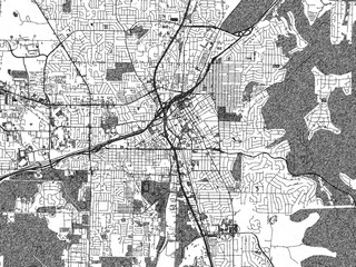 Obraz premium Black and white sketch-style map of Huntsville, Alabama, designed digitally with fine details and bold textures.