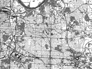 Obraz premium Poster-ready illustration map of Independence, Missouri, in black and white hand-drawn style.