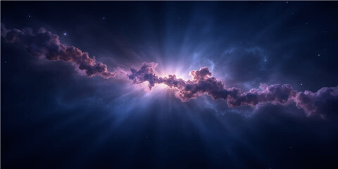 Abstract light sky with stars and rays of sunlight