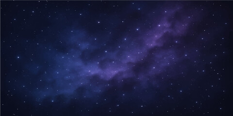 A beautiful blue cosmic starry night sky with bright stars, nebula, and galaxies