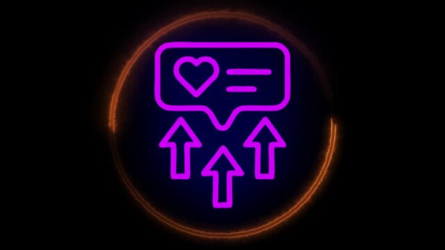 Glowing neon crash icon Mk isolated on black background. HAD Video motion graphic animation