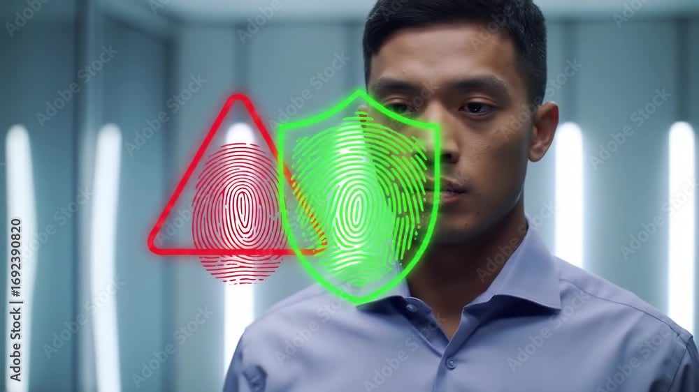 Poster biometric fingerprint scan for secure digital access
