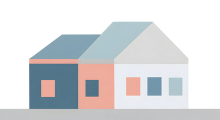 Simple House Illustration Geometric Design with Colorful Blocks
