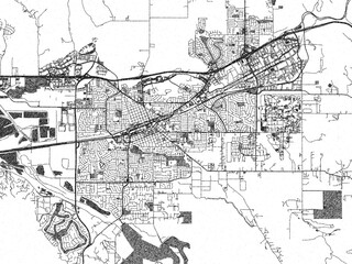 Fototapeta premium Minimalist map of Livermore, California, illustrated in black and white with a bold street grid and shaded parks.