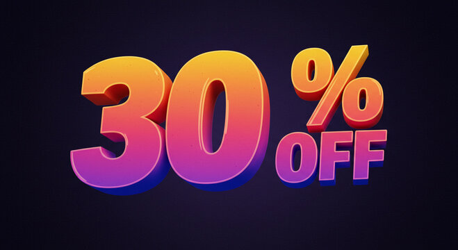 Get 30% Off Now: Vibrant Gradient Sale Text for Promotions, Deals, and Offers