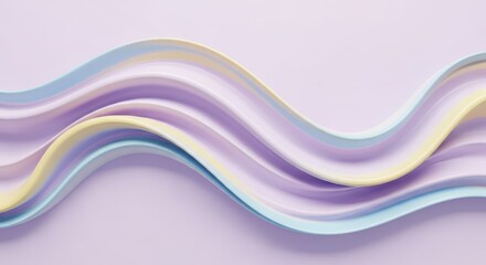 Obraz premium Pastel paper strips arranged in wavy pattern against a light purple background