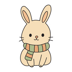 cute rabbit with scarf and scarf