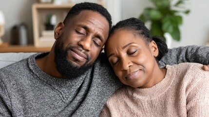 Fototapeta premium Couple enjoying a quiet moment together in their cozy home during a peaceful afternoon
