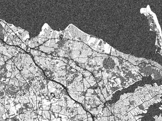 Black and white illustration map of Middletown, New_jersey, showing its detailed urban layout in a hand-drawn style.