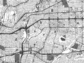 Obraz premium Hand-drawn style map illustration of Monterey_Park, California, in black and white with detailed streets and neighborhoods.